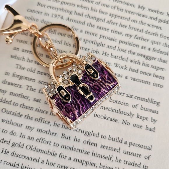 New Rhinestone Handbag Red Or Purple Bag Charm/Keychain - Picture 2 of 7